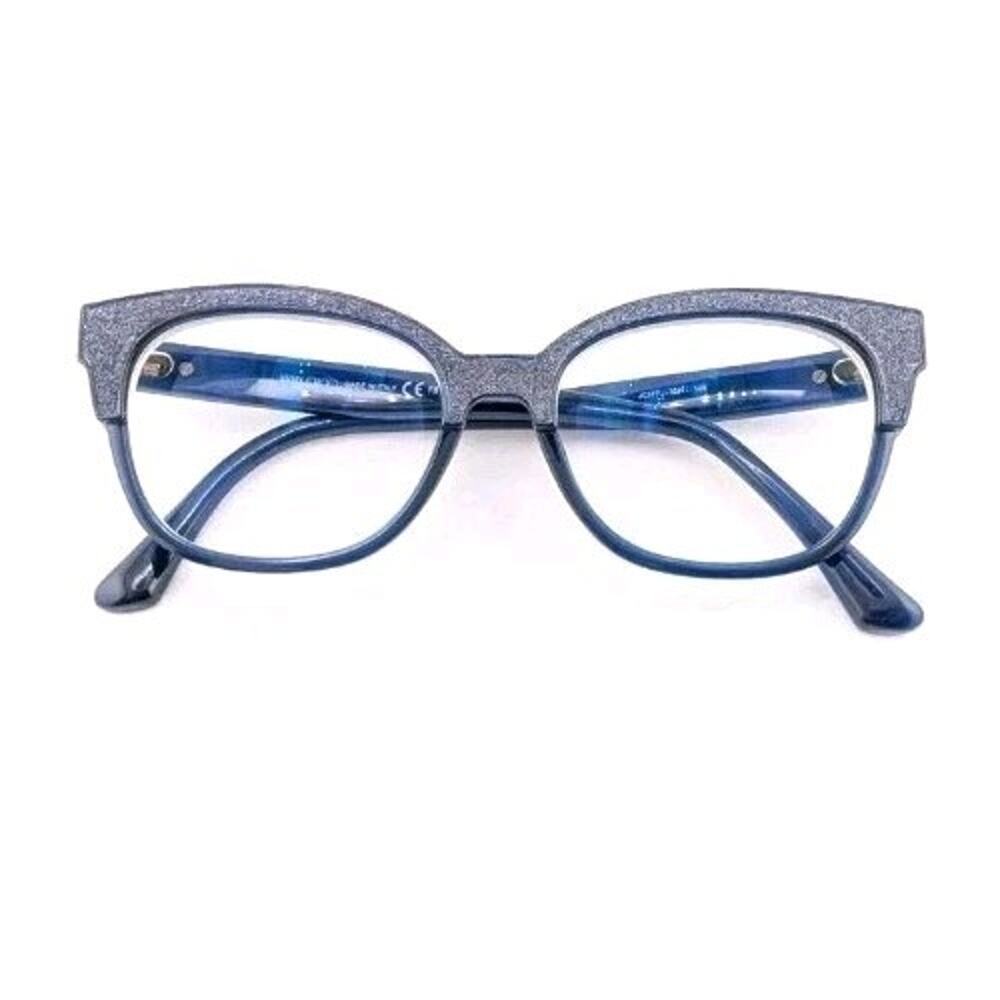 Jimmy Choo JC177 19P Blue Glitter Cat Eye Eyeglasses Frames 51 17 145 Italy